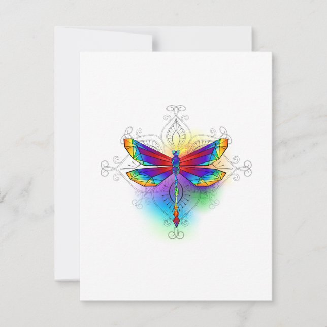 Rainbow Polygonal Dragonfly Karte (Vorderseite)