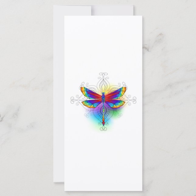 Rainbow Polygonal Dragonfly Karte (Vorderseite)