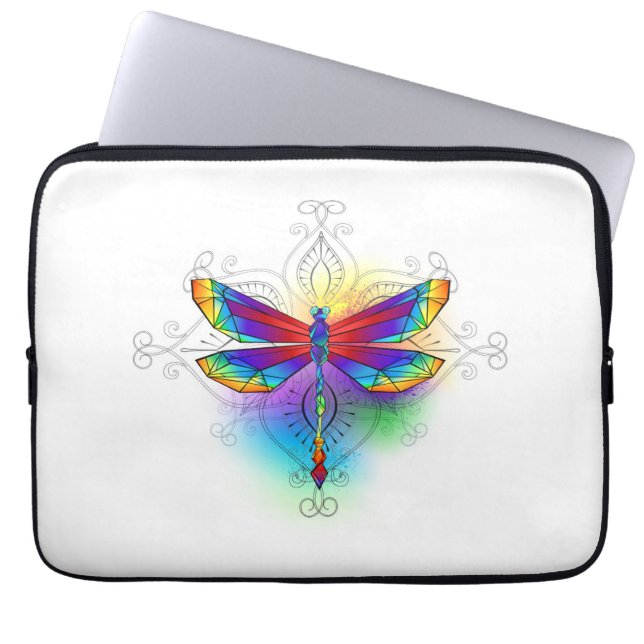 Rainbow Polygonal Dragonfly Laptopschutzhülle (Vorderseite)