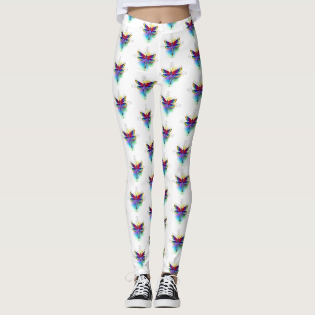 Rainbow Polygonal Dragonfly Leggings (Vorderseite)