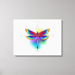Rainbow Polygonal Dragonfly Leinwanddruck