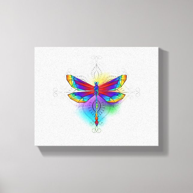 Rainbow Polygonal Dragonfly Leinwanddruck (Vorderseite)