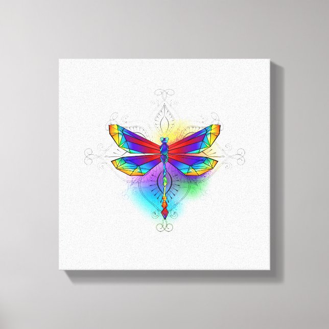 Rainbow Polygonal Dragonfly Leinwanddruck (Vorderseite)
