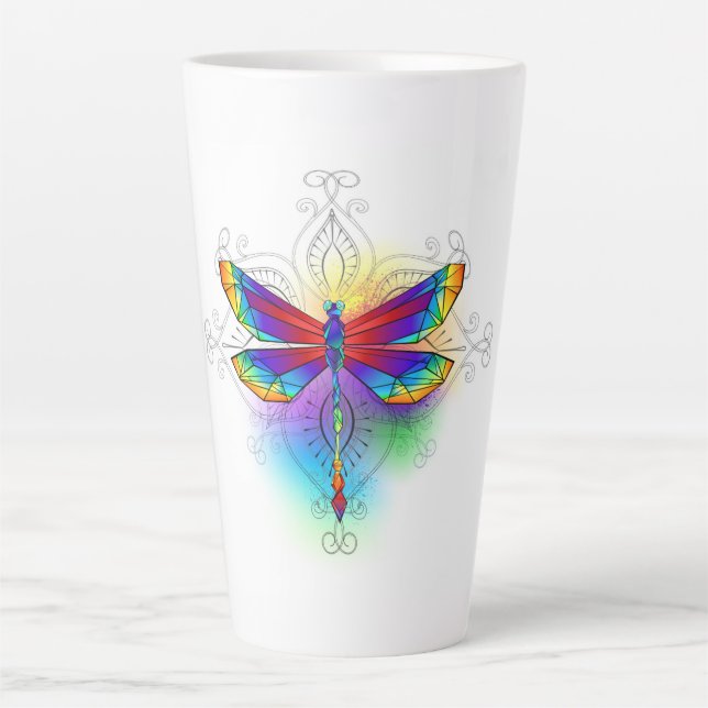 Rainbow Polygonal Dragonfly Milchtasse (Vorderseite)