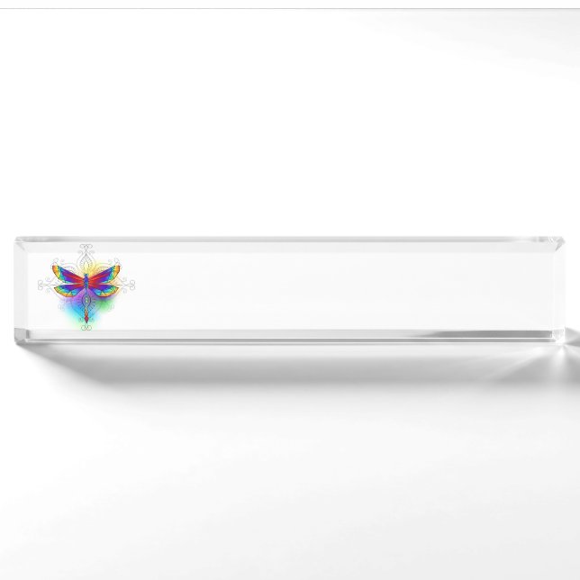 Rainbow Polygonal Dragonfly Namensplakette (Vorderseite)