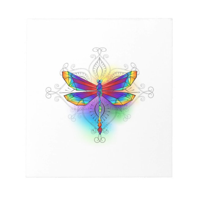 Rainbow Polygonal Dragonfly Notizblock (Vorderseite)