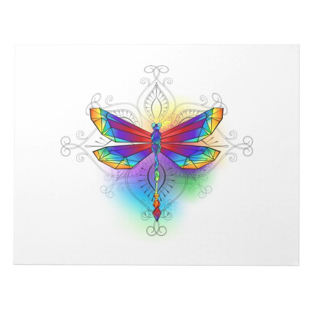 Rainbow Polygonal Dragonfly Notizblock (Vorderseite)