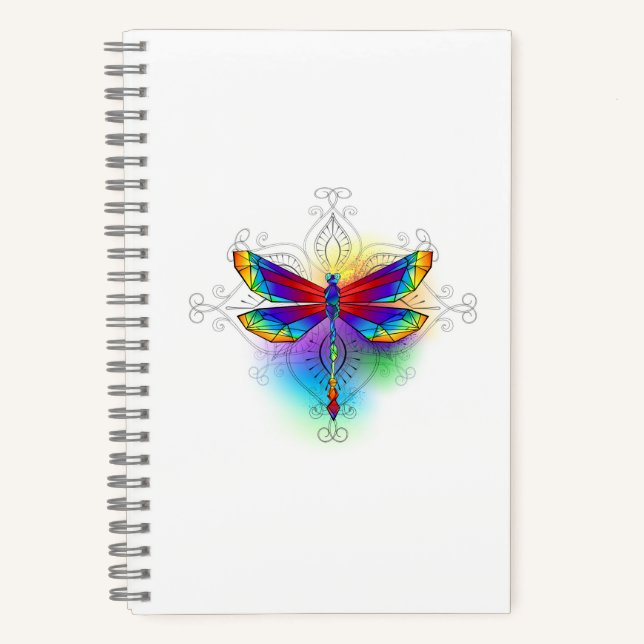 Rainbow Polygonal Dragonfly Notizbuch (Vorderseite)