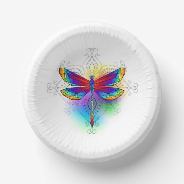 Rainbow Polygonal Dragonfly Pappteller (Vorderseite)