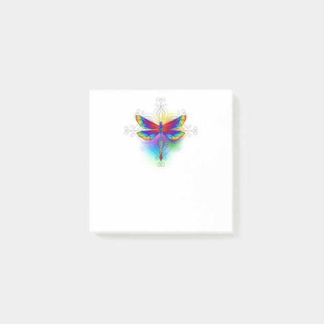 Rainbow Polygonal Dragonfly Post-it Klebezettel (Vorderseite)