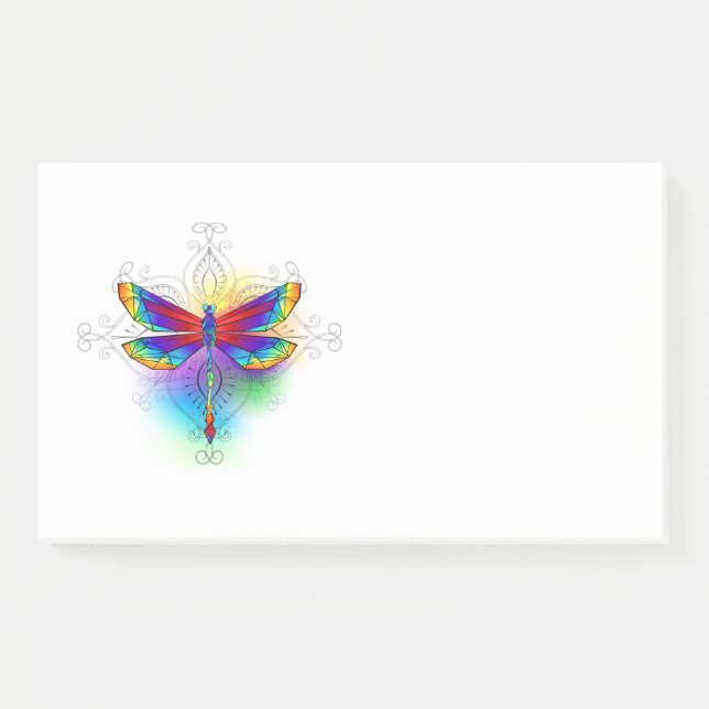 Rainbow Polygonal Dragonfly Post-it Klebezettel (Vorderseite)