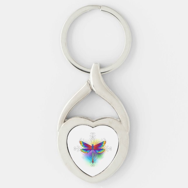 Rainbow Polygonal Dragonfly Schlüsselanhänger (Vorderseite)