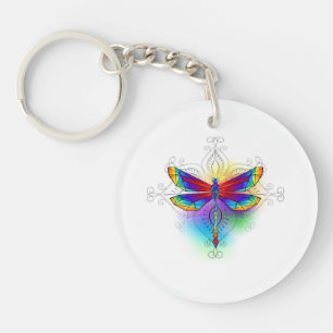 Rainbow Polygonal Dragonfly Schlüsselanhänger