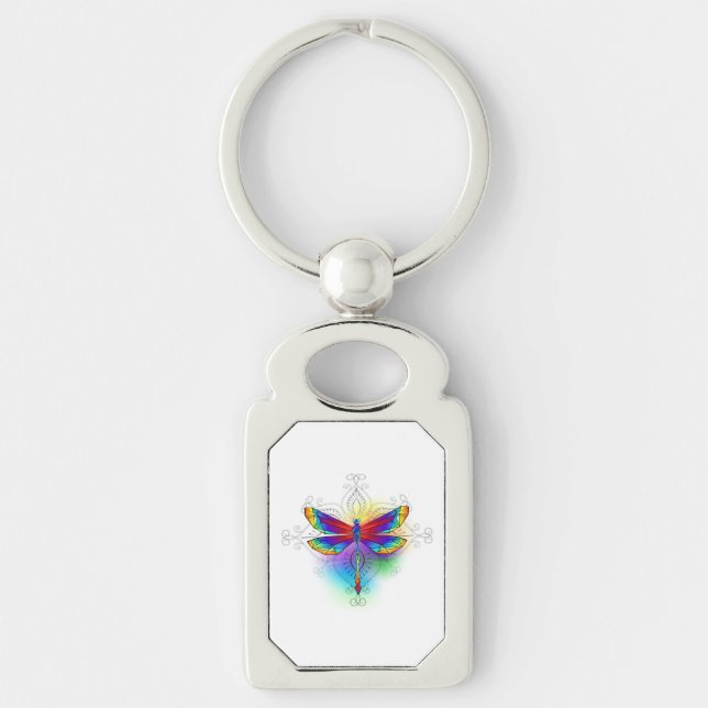 Rainbow Polygonal Dragonfly Schlüsselanhänger (Vorderseite)