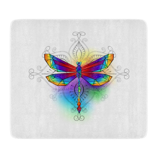 Rainbow Polygonal Dragonfly Schneidebrett (Vorderseite)