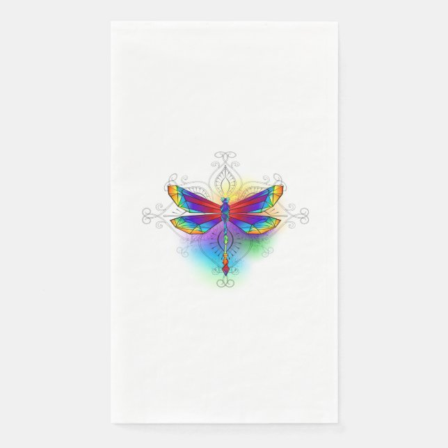 Rainbow Polygonal Dragonfly Serviette (Vorderseite)