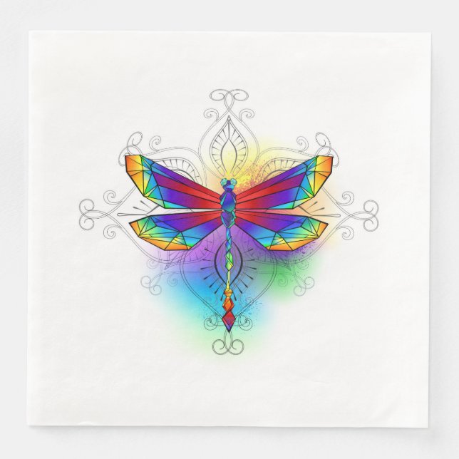 Rainbow Polygonal Dragonfly Serviette (Vorderseite)