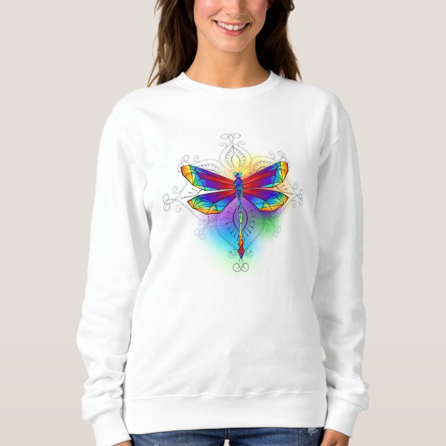 Rainbow Polygonal Dragonfly Sweatshirt (Vorderseite)
