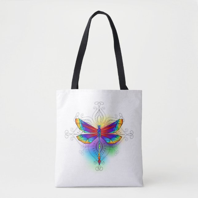Rainbow Polygonal Dragonfly Tasche (Vorderseite)