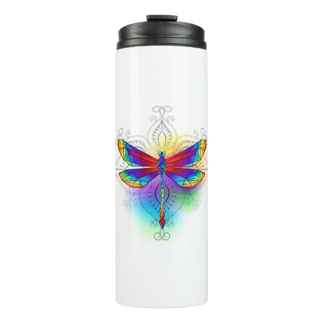 Rainbow Polygonal Dragonfly Thermosbecher (Vorderseite)