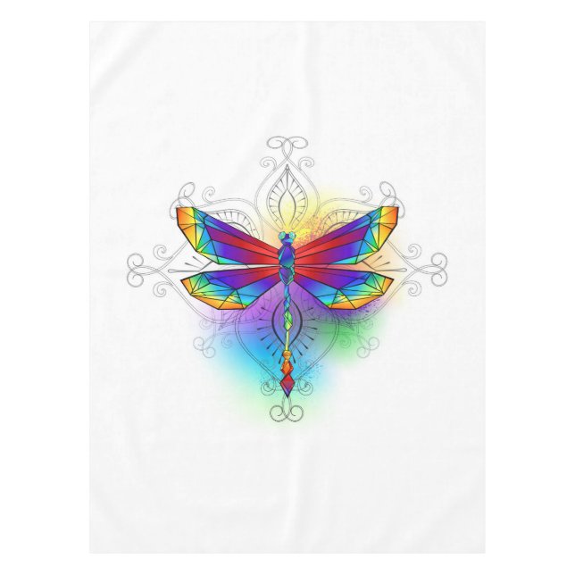 Rainbow Polygonal Dragonfly Tischdecke (Vorderseite)