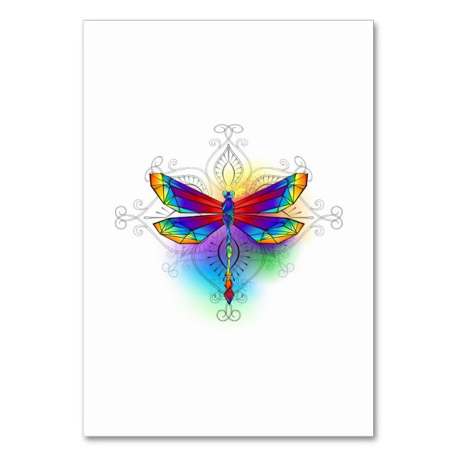 Rainbow Polygonal Dragonfly Tischnummer (Vorderseite)