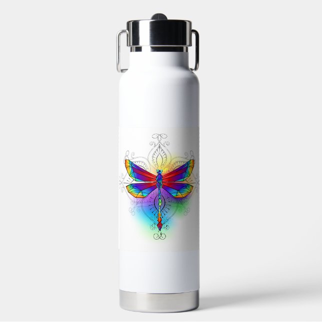 Rainbow Polygonal Dragonfly Trinkflasche (Vorderseite)
