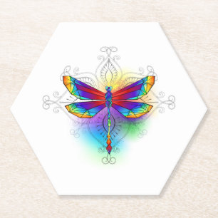 Rainbow Polygonal Dragonfly Untersetzer