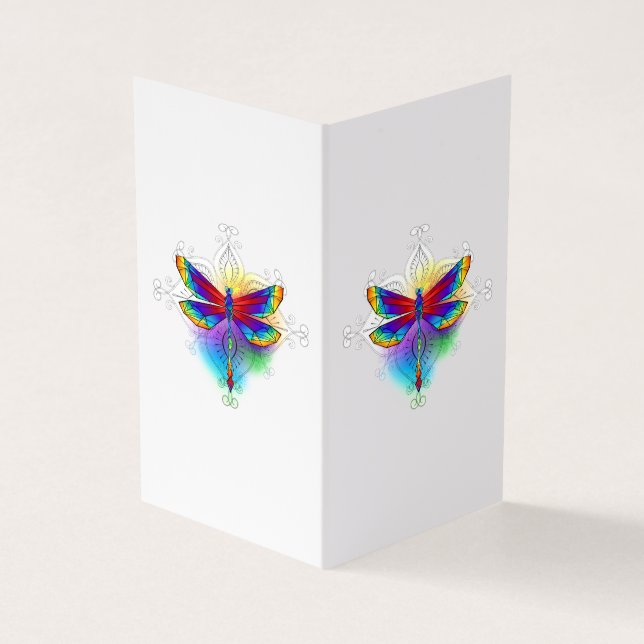 Rainbow Polygonal Dragonfly Visitenkarten (Vorderseite)
