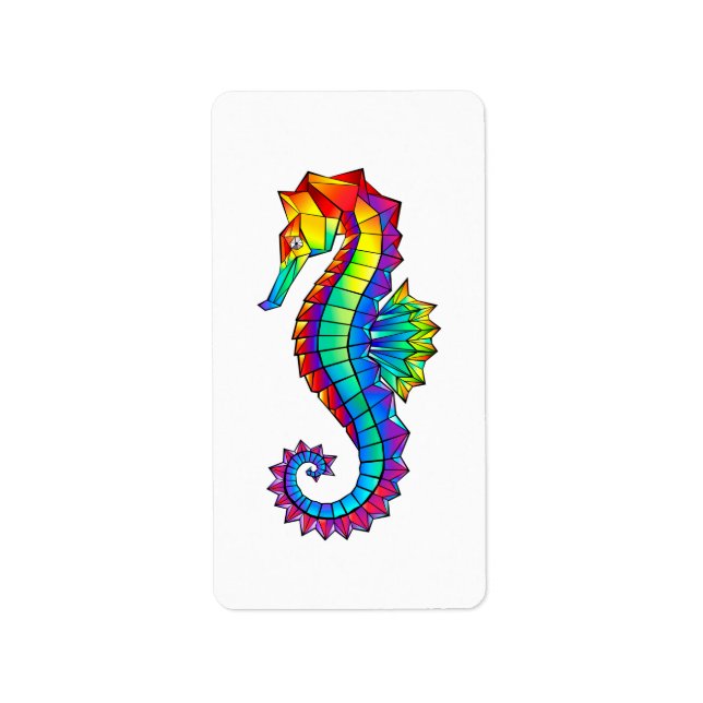 Rainbow Polygonal Seepferd Adressaufkleber (Vorne)