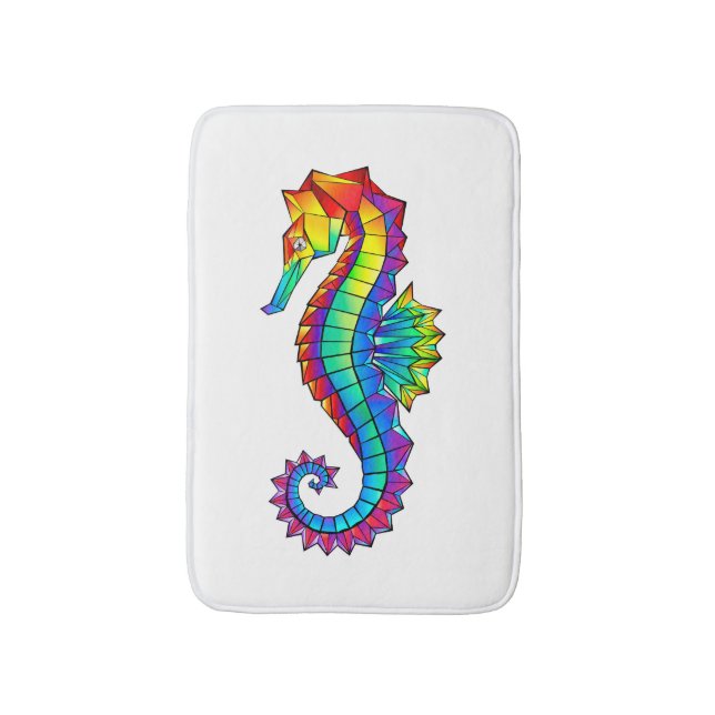 Rainbow Polygonal Seepferd Badematte (Vorderseite Vertikal)