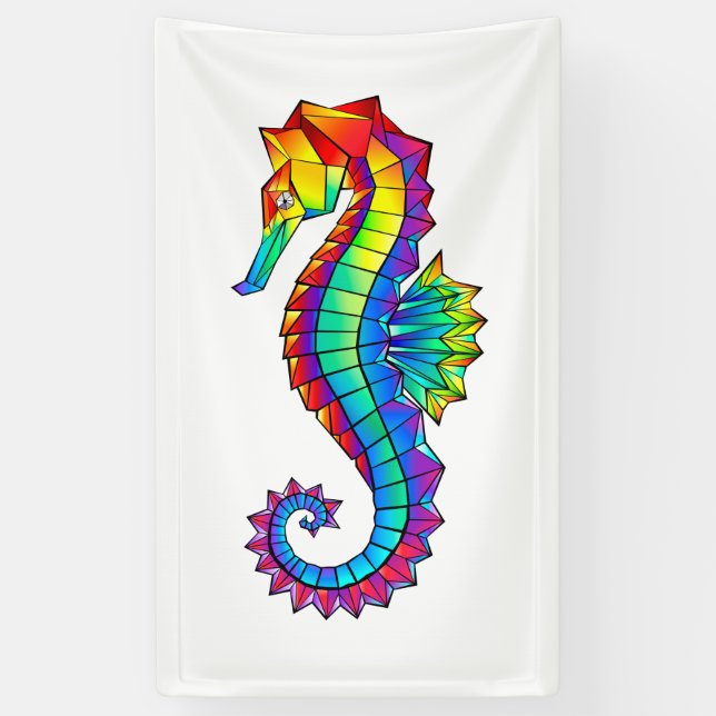Rainbow Polygonal Seepferd Banner (Vertikal)