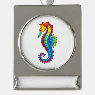 Rainbow Polygonal Seepferd Banner-Ornament Silber