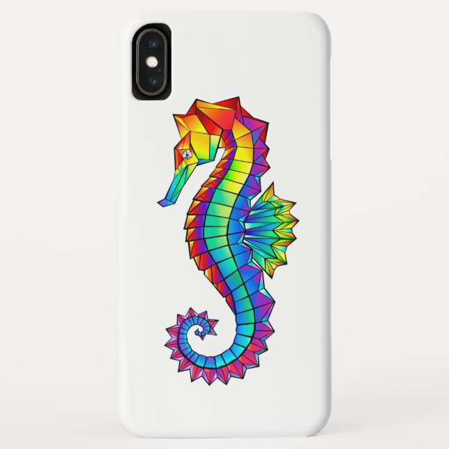 Rainbow Polygonal Seepferd Case-Mate iPhone Hülle (Rückseite)