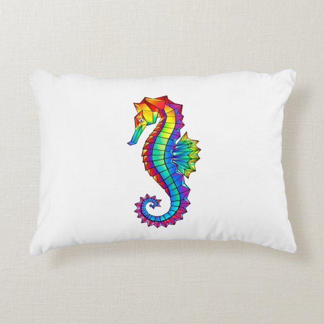 Rainbow Polygonal Seepferd Dekokissen (Vorderseite)
