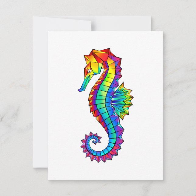 Rainbow Polygonal Seepferd Einladung (Vorderseite)