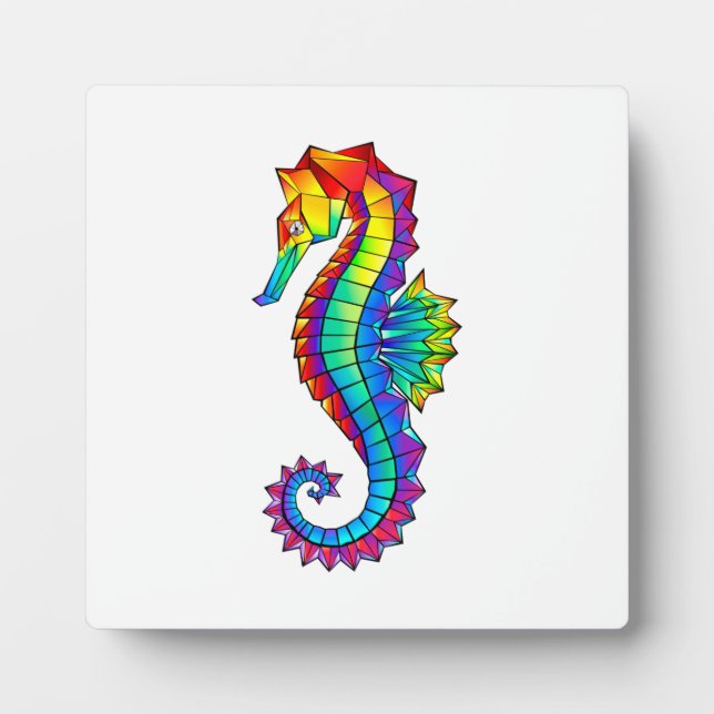 Rainbow Polygonal Seepferd Fotoplatte (Vorderseite)