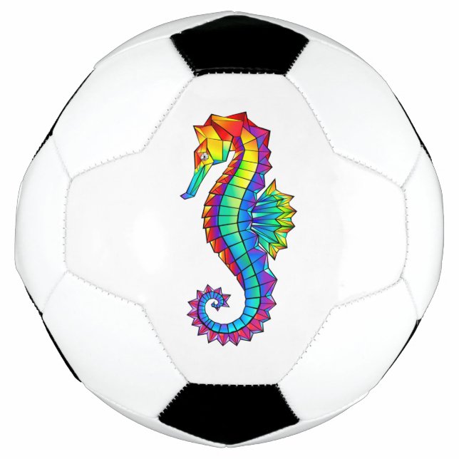 Rainbow Polygonal Seepferd Fußball (Vorderseite)