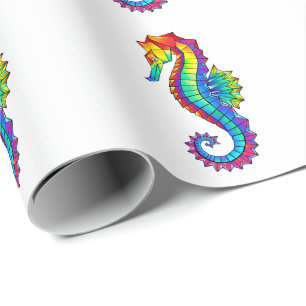 Rainbow Polygonal Seepferd Geschenkpapier