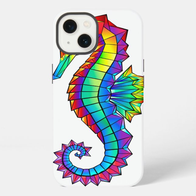 Rainbow Polygonal Seepferd iPhone Hülle (Rückseite)