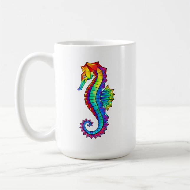 Rainbow Polygonal Seepferd Kaffeetasse (Links)