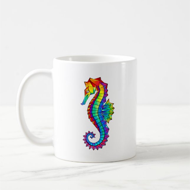 Rainbow Polygonal Seepferd Kaffeetasse (Links)