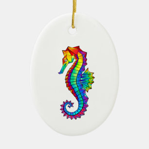 Rainbow Polygonal Seepferd Keramik Ornament