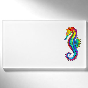 Rainbow Polygonal Seepferd Namenschild