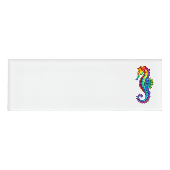 Rainbow Polygonal Seepferd Namenschild (Vorderseite)