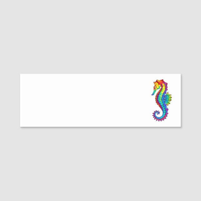 Rainbow Polygonal Seepferd Namensschild (Vorderseite)