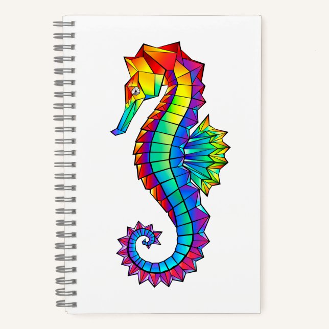 Rainbow Polygonal Seepferd Notizbuch (Vorderseite)