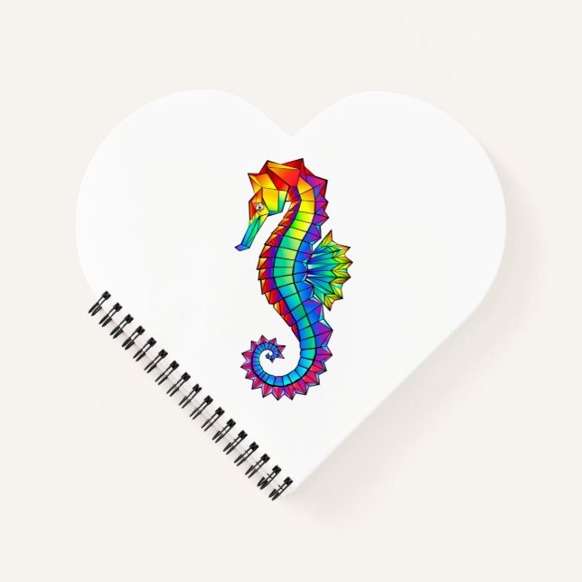Rainbow Polygonal Seepferd Notizbuch (Vorderseite)