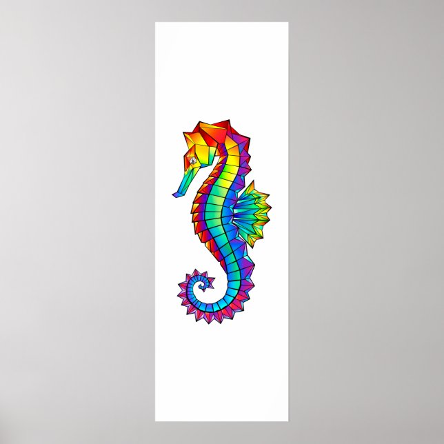 Rainbow Polygonal Seepferd Poster (Vorne)