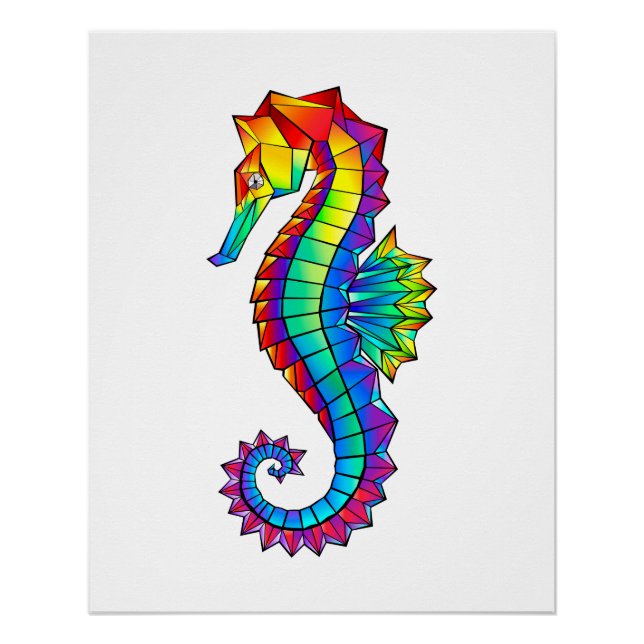 Rainbow Polygonal Seepferd Poster (Vorderseite)